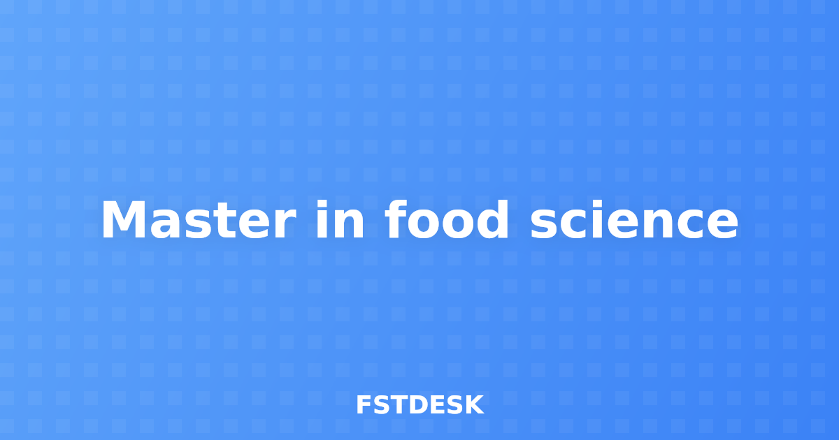 Master in food science