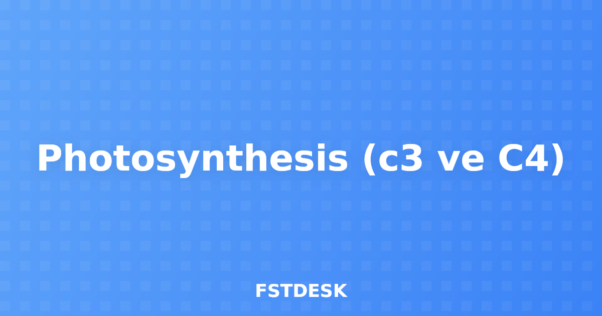Photosynthesis (c3 ve C4)