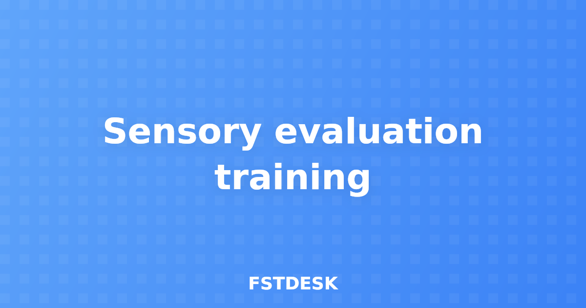 Sensory evaluation training