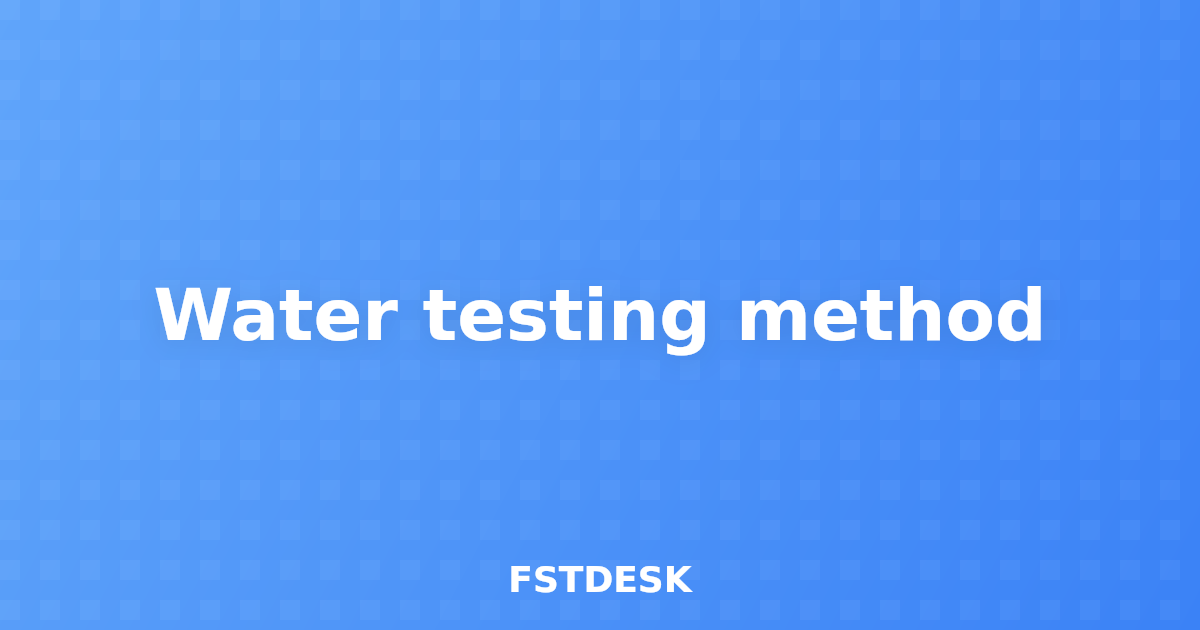 Water testing method