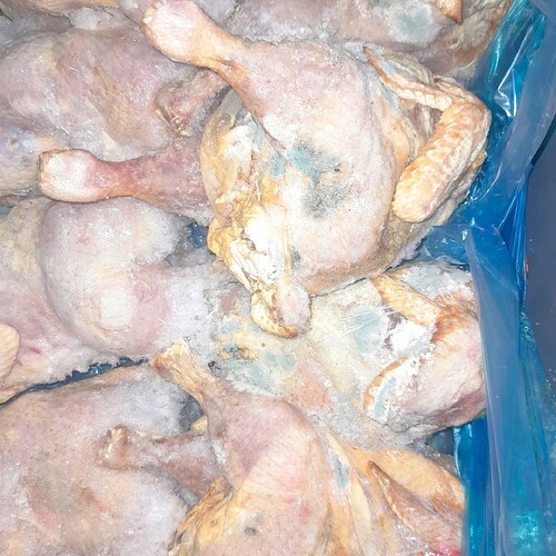 Mould growth on frozen chicken